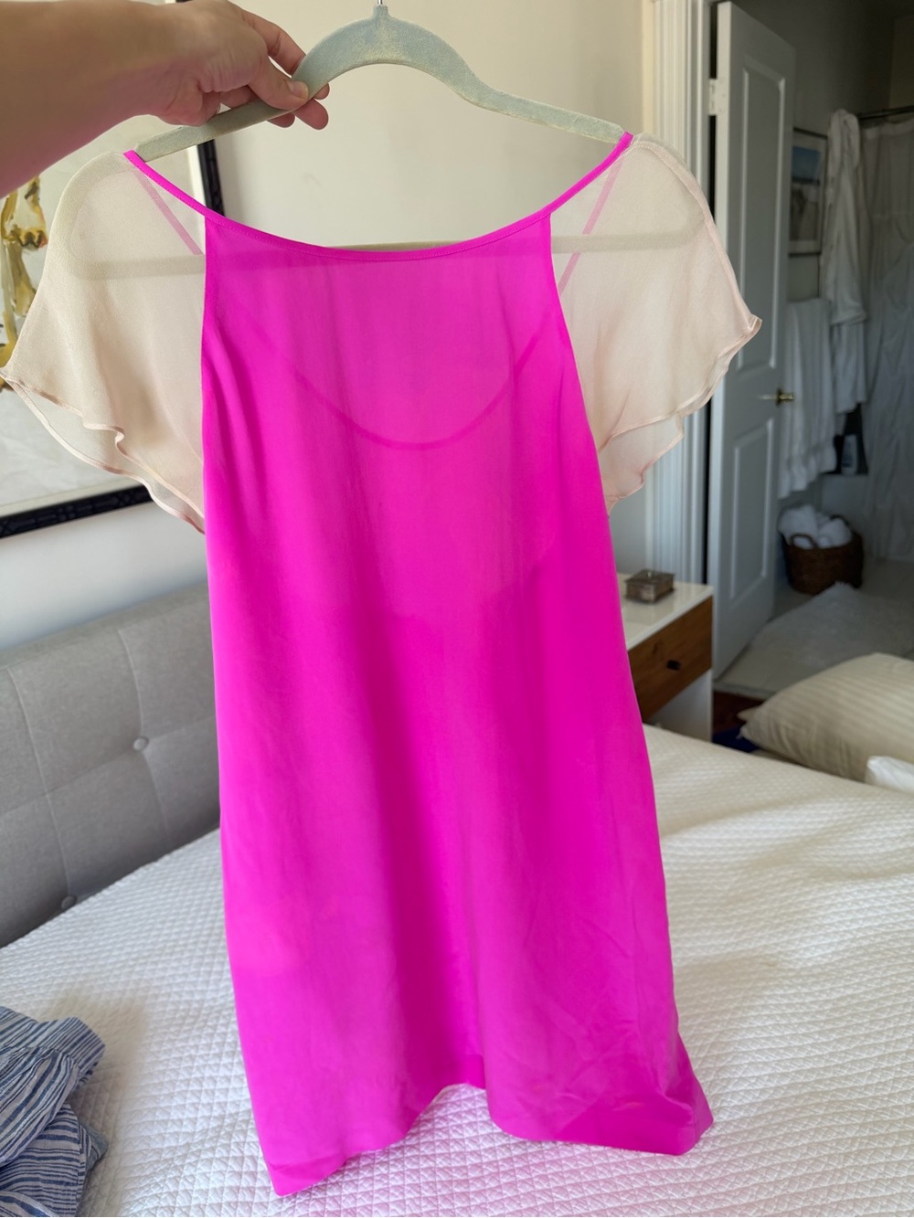 Hot pink 100% silk cocktail dress